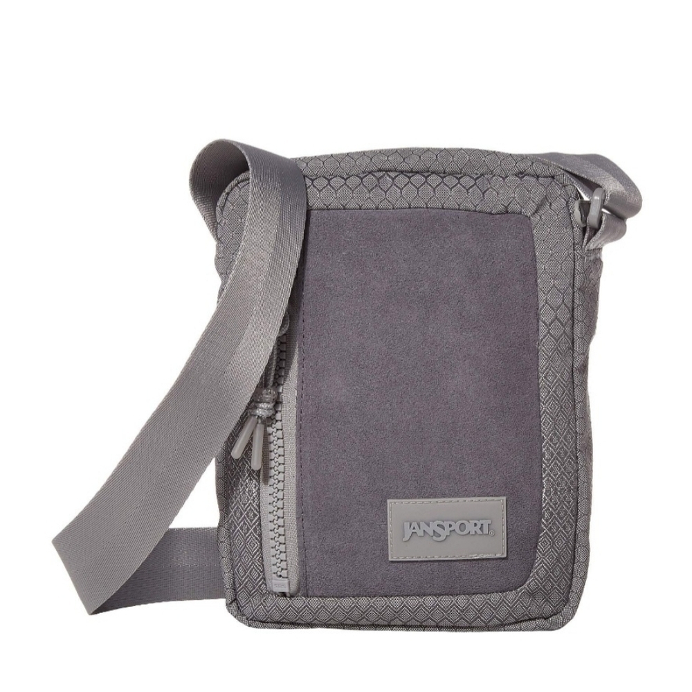 Jansport Ascent Weekender Suede Gray Shadow Geometric Crossbody Shoulder Bag